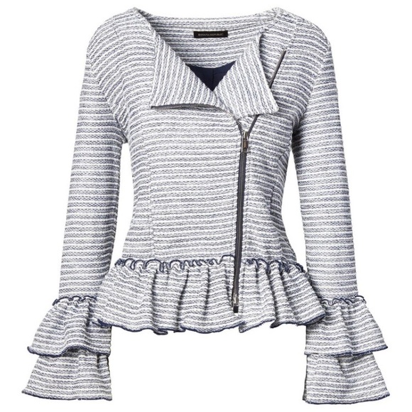 Banana Republic Ruffle Boucle Tweed Moto Jacket 2 - Picture 2 of 8